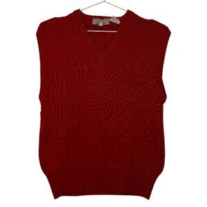 Losani cashmere V-neck knitted sweater vest red women's size M